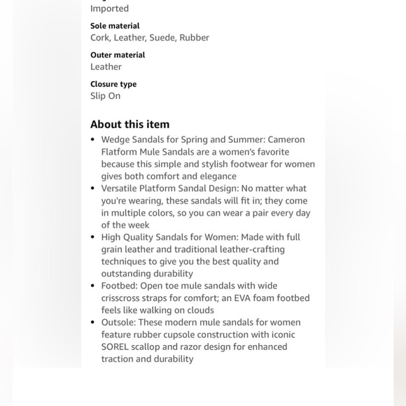 SOREL Cameron Leather Flatform Mule Slides Size 9.5 - Picture 2 of 6